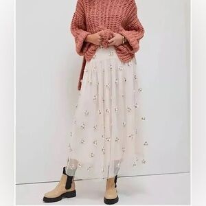 Anthropologie Cream Maxi A-Line Skirt